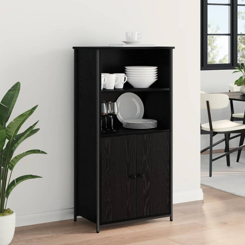 Highboard Czarny Dąb 62 x 36 x 121,5 cm Materiał drewnopochodny