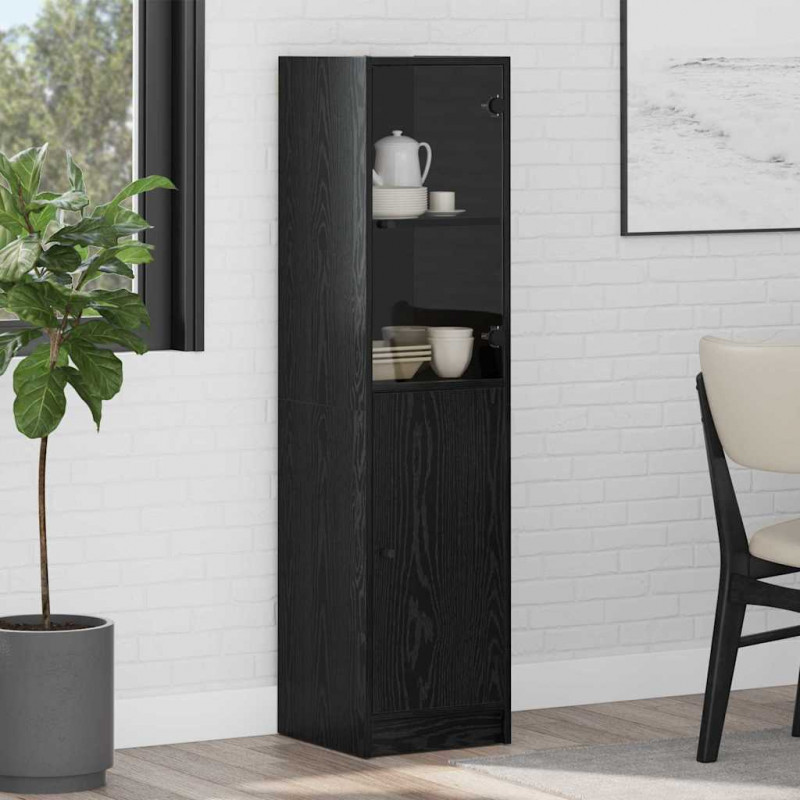 Highboard Czarny Dąb 35 x 37 x 142 cm Materiał drewnopochodny