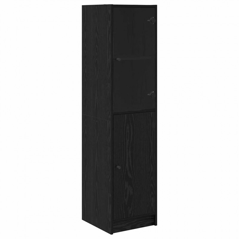 Highboard Czarny Dąb 35 x 37 x 142 cm Materiał drewnopochodny
