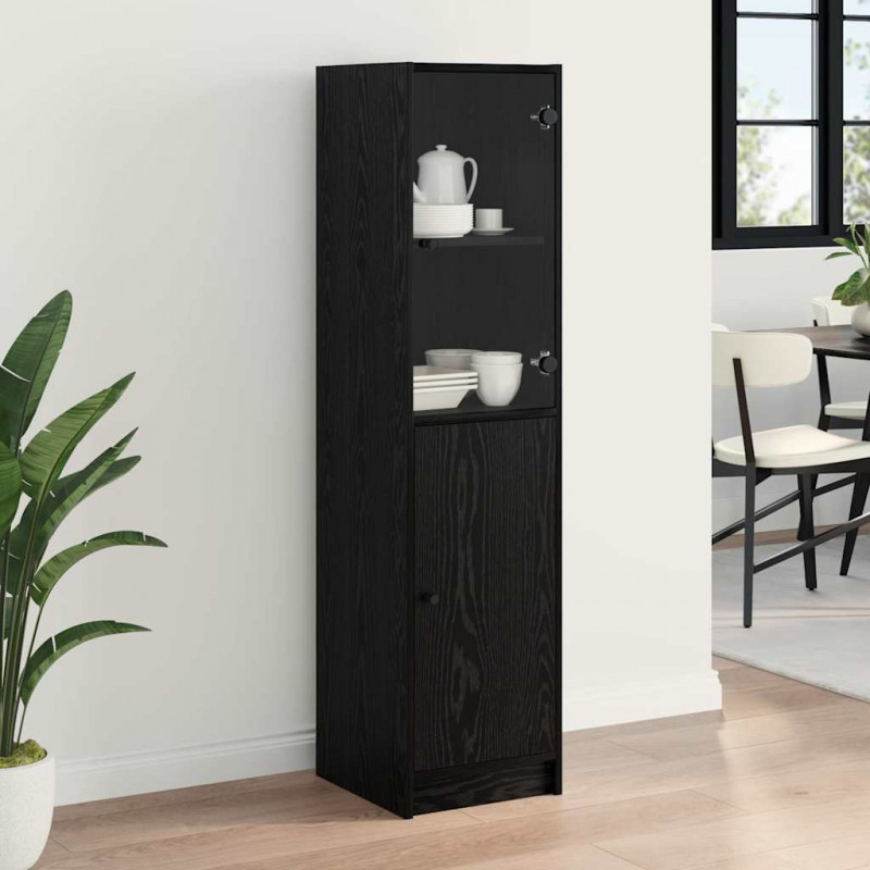 Highboard Czarny Dąb 35 x 37 x 142 cm Materiał drewnopochodny