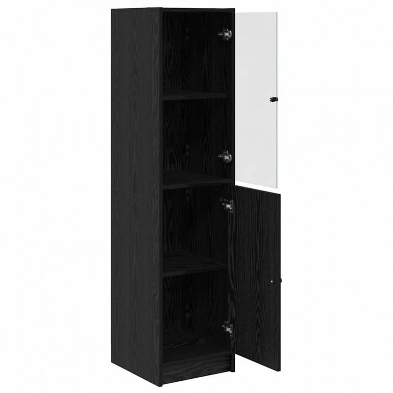 Highboard Czarny Dąb 35 x 37 x 142 cm Materiał drewnopochodny