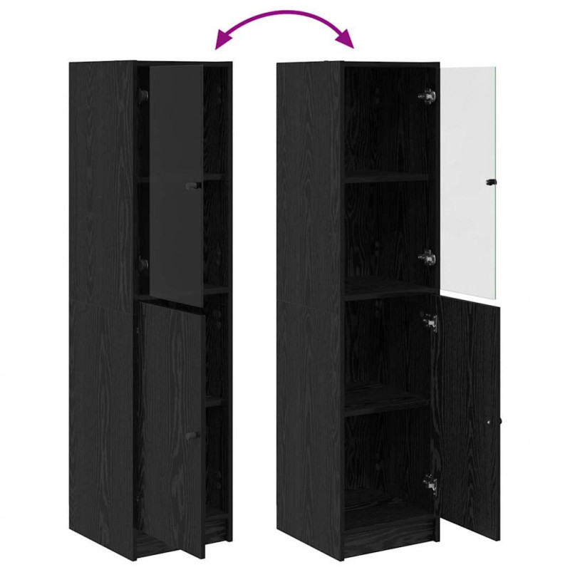 Highboard Czarny Dąb 35 x 37 x 142 cm Materiał drewnopochodny
