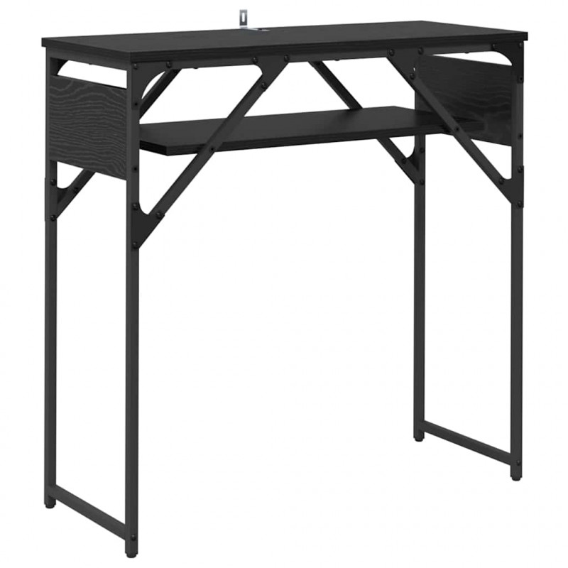 StolikKonsolowy Czarny Dąb 75x30x75cm Materiał drewnopochodny