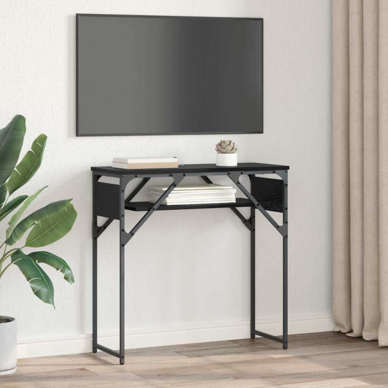 StolikKonsolowy Czarny Dąb 75x30x75cm Materiał drewnopochodny