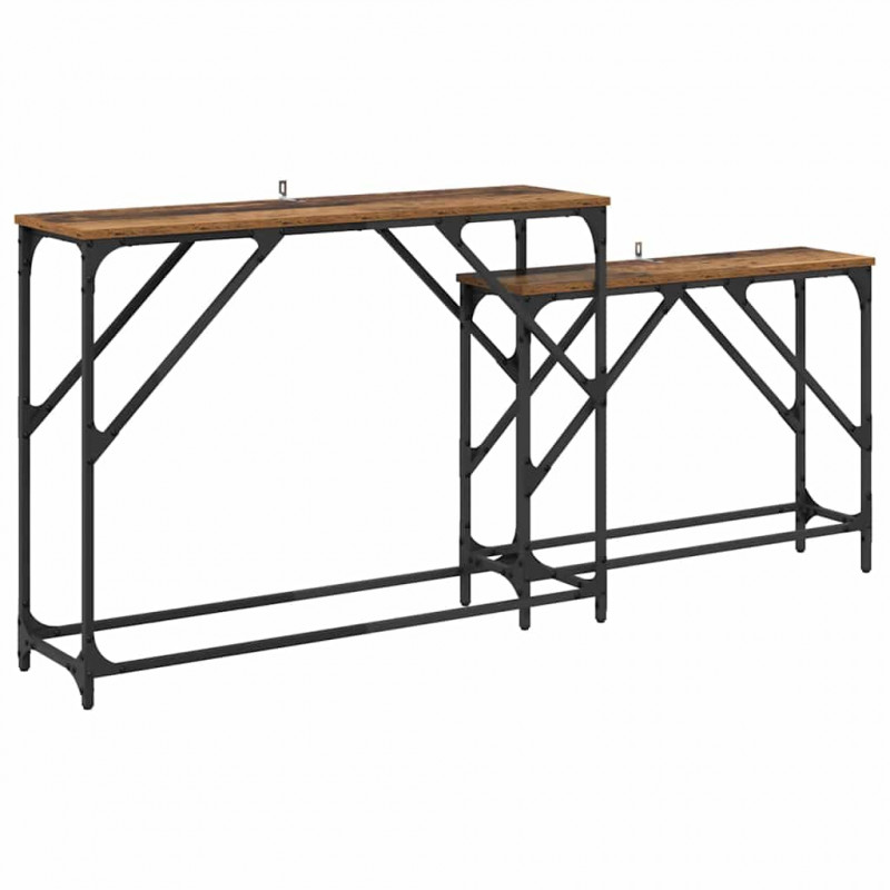 Konsola 2 pcs Stare drewno 100 x 28 x 75 cm