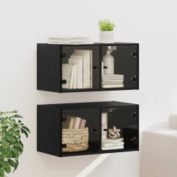 Szafki ścienne 2 pcs Czarny Dąb 68 x 37 x 35 cm