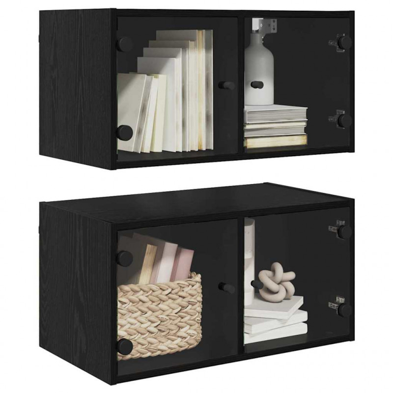 Szafki ścienne 2 pcs Czarny Dąb 68 x 37 x 35 cm