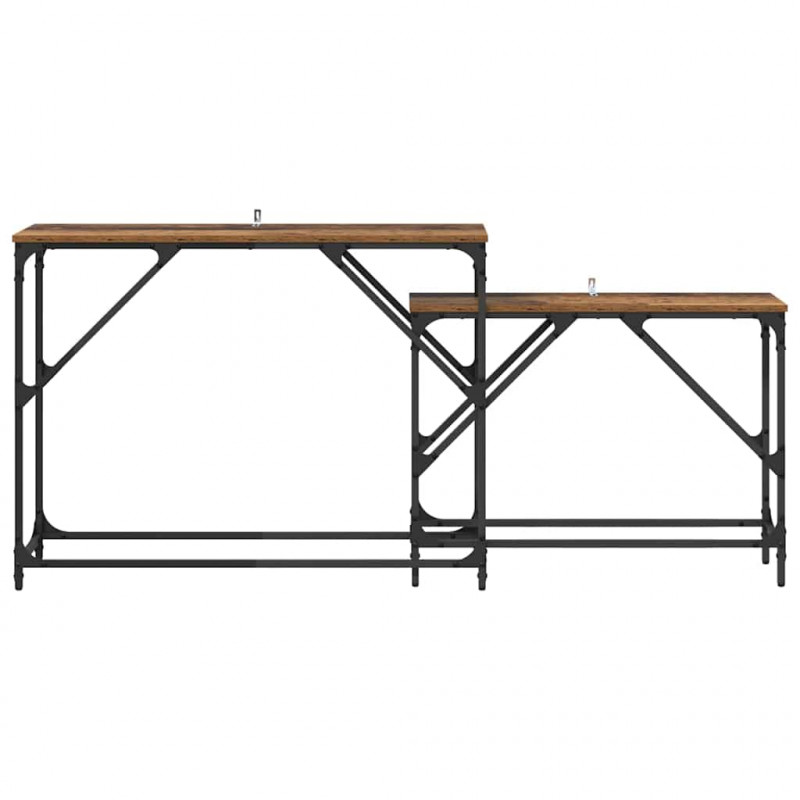 Konsola 2 pcs Stare drewno 100 x 28 x 75 cm