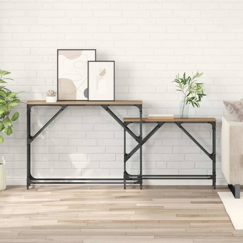 Konsola 2 pcs Dąb rzemieślniczy 100 x 28 x 75 cm