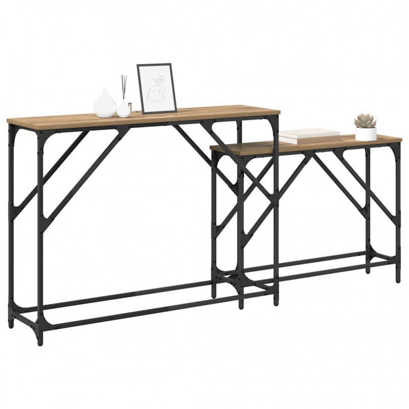 Konsola 2 pcs Dąb rzemieślniczy 100 x 28 x 75 cm