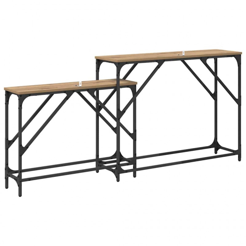 Konsola 2 pcs Dąb rzemieślniczy 100 x 28 x 75 cm