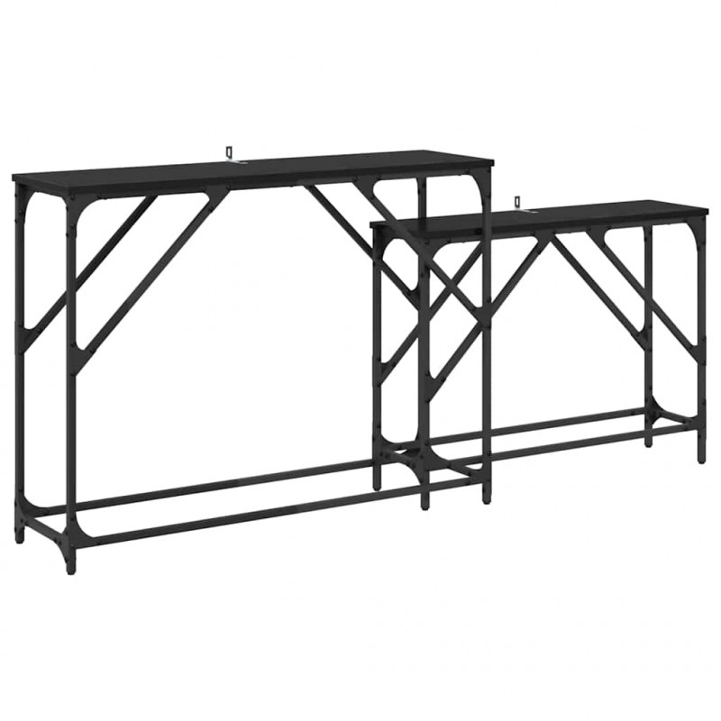 Konsola 2 pcs Czarny Dąb 100 x 28 x 75 cm