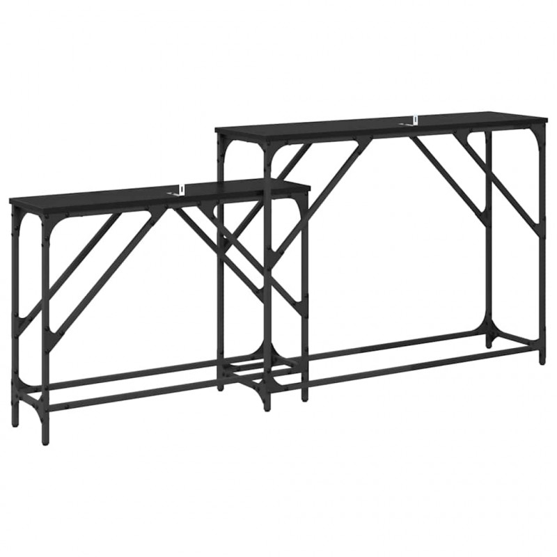 Konsola 2 pcs Czarny Dąb 100 x 28 x 75 cm
