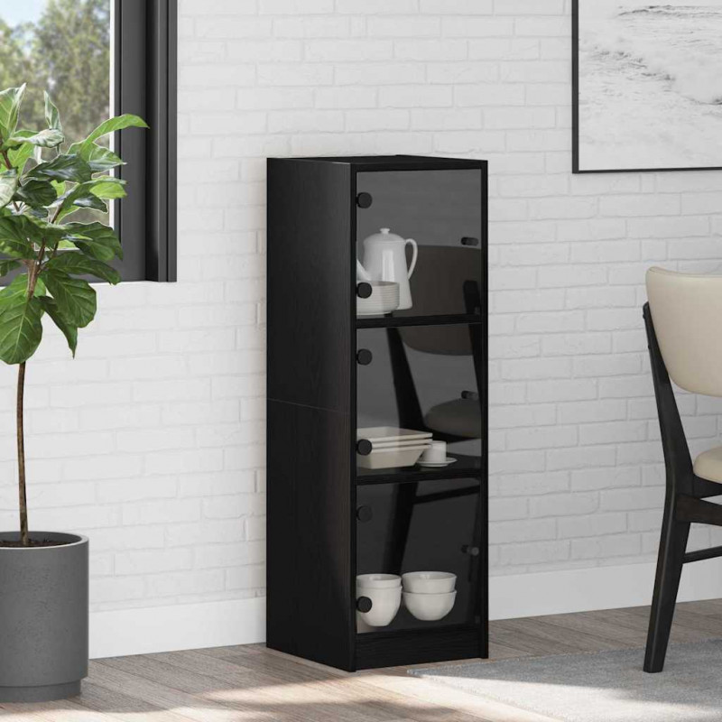 Highboard Czarny Dąb 35 x 37 x 109 cm Materiał drewnopochodny