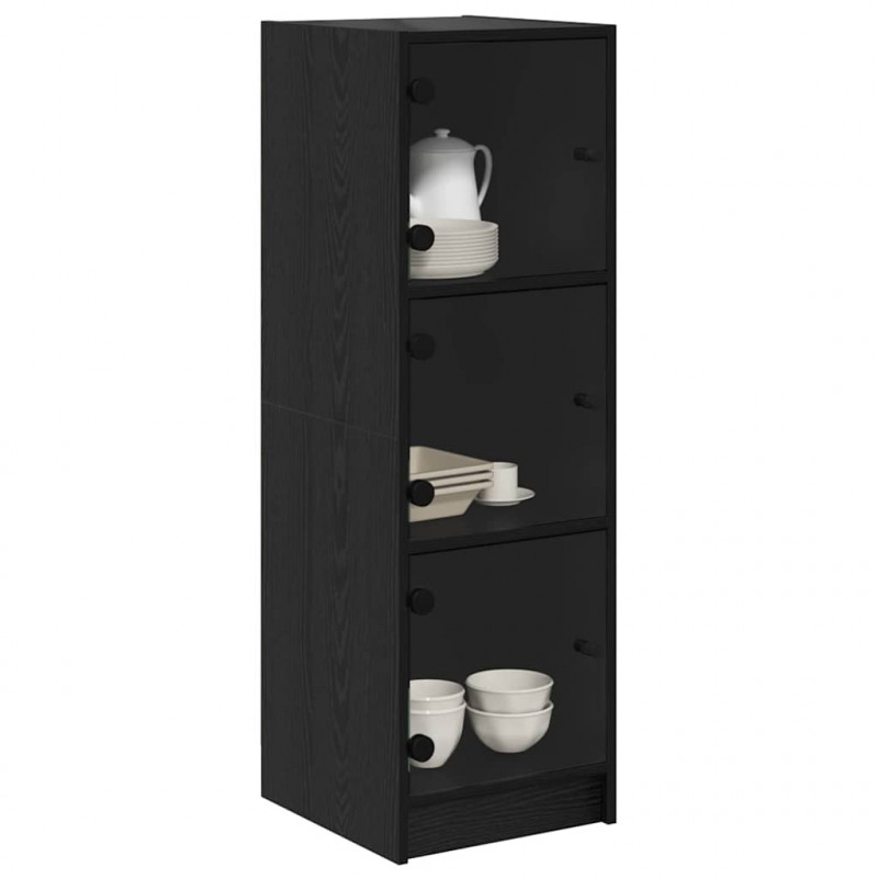 Highboard Czarny Dąb 35 x 37 x 109 cm Materiał drewnopochodny