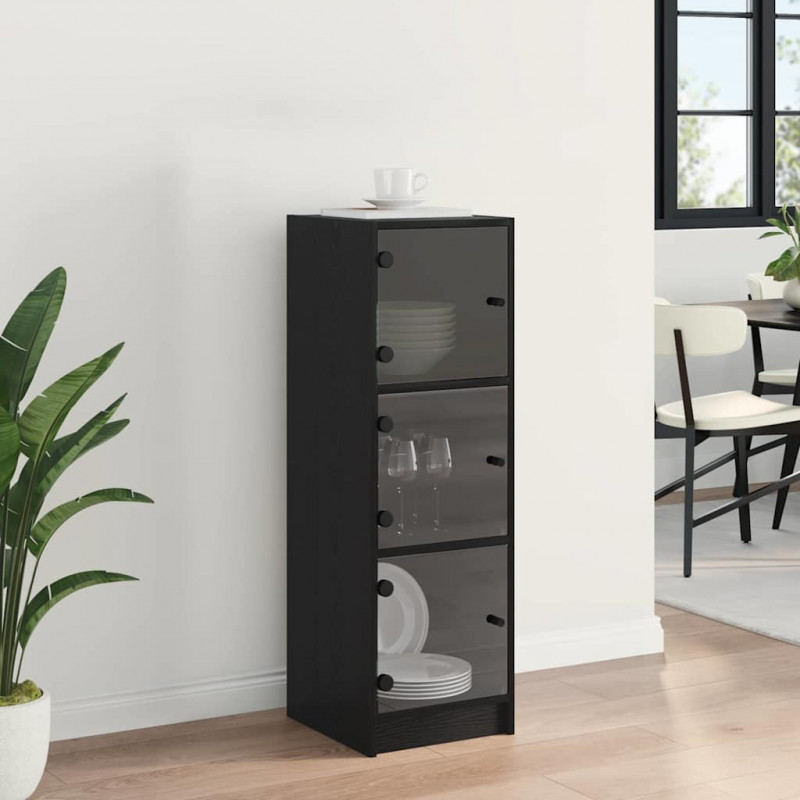 Highboard Czarny Dąb 35 x 37 x 109 cm Materiał drewnopochodny
