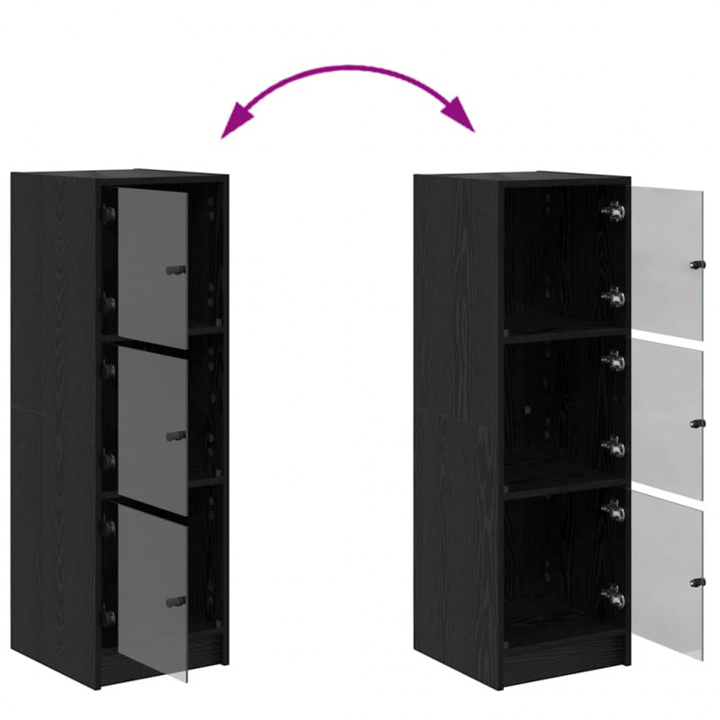 Highboard Czarny Dąb 35 x 37 x 109 cm Materiał drewnopochodny