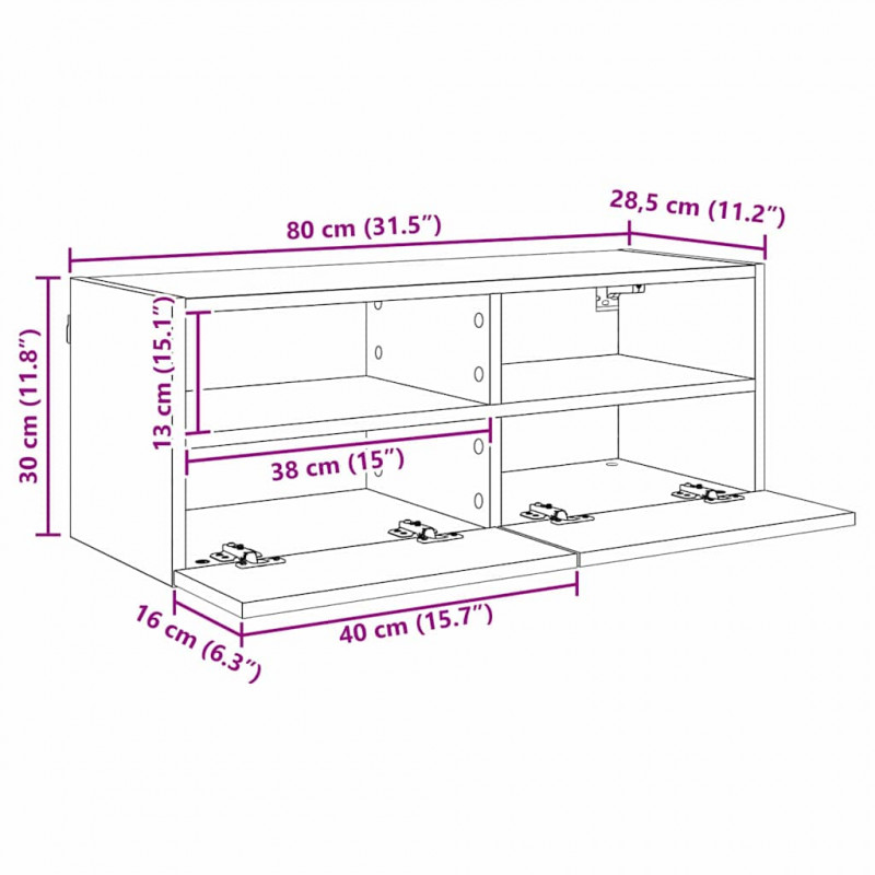 Szafka pod telewizor Dąb rzemieślniczy 80 x 30 x 30 cm