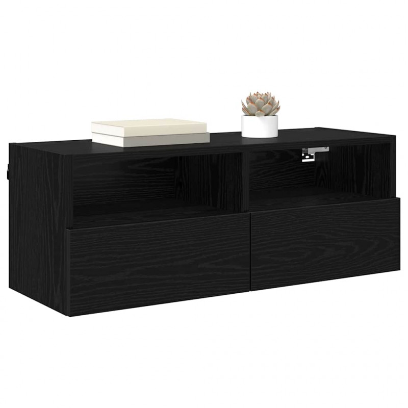 Szafki RTV 2 pcs Czarny Dąb 80 x 30 x 30 cm