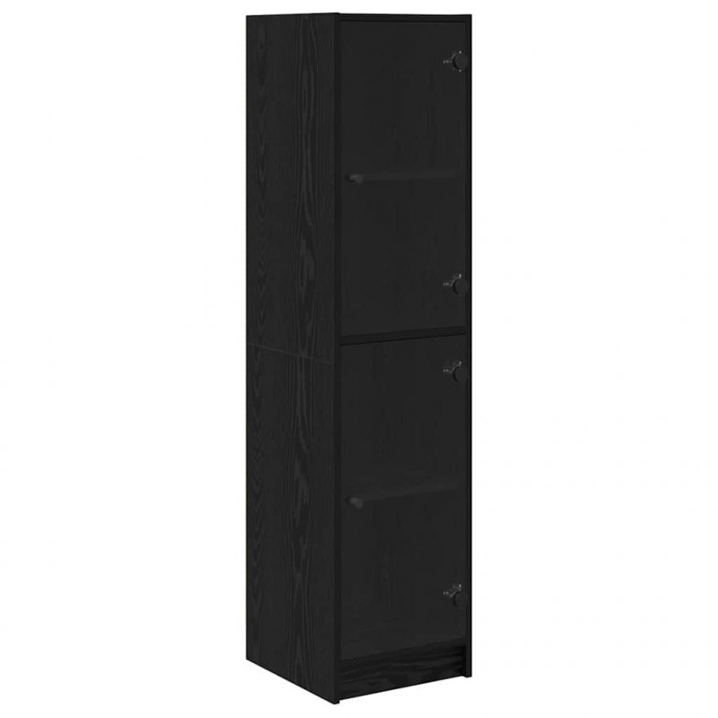 Highboard Czarny Dąb 35 x 37 x 142 cm Materiał drewnopochodny