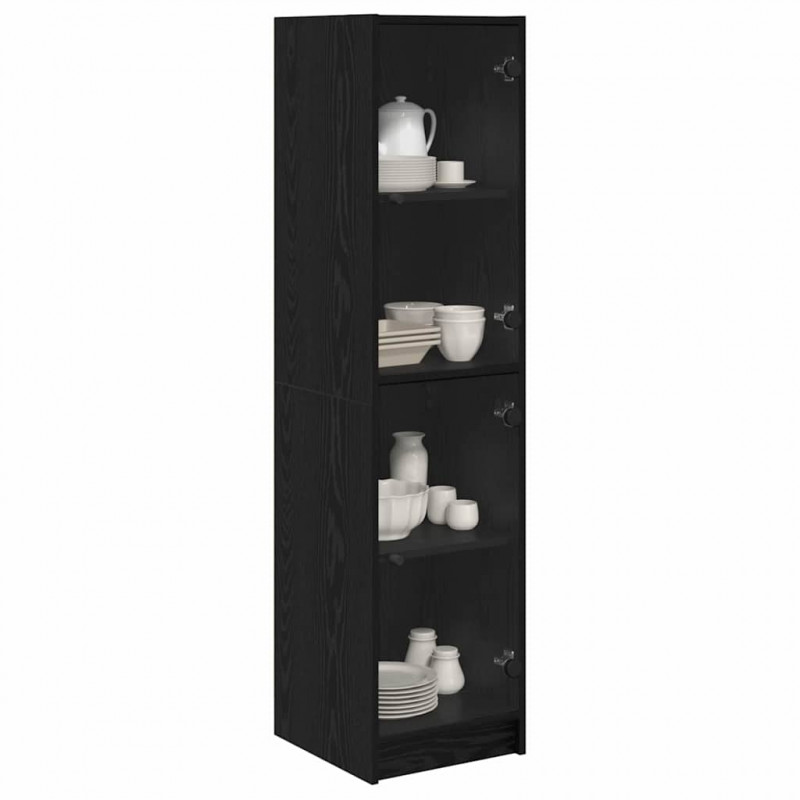 Highboard Czarny Dąb 35 x 37 x 142 cm Materiał drewnopochodny