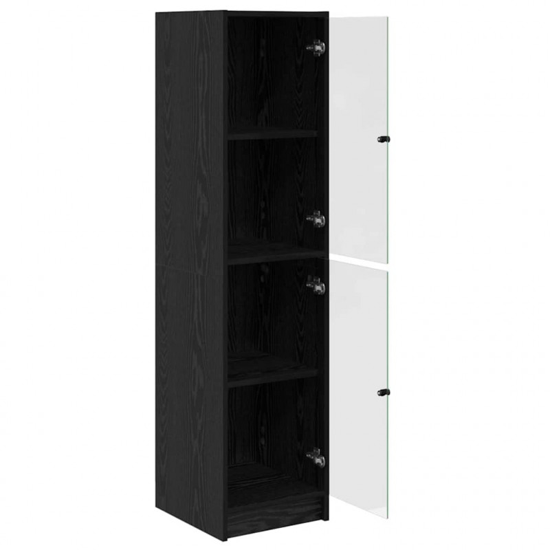 Highboard Czarny Dąb 35 x 37 x 142 cm Materiał drewnopochodny