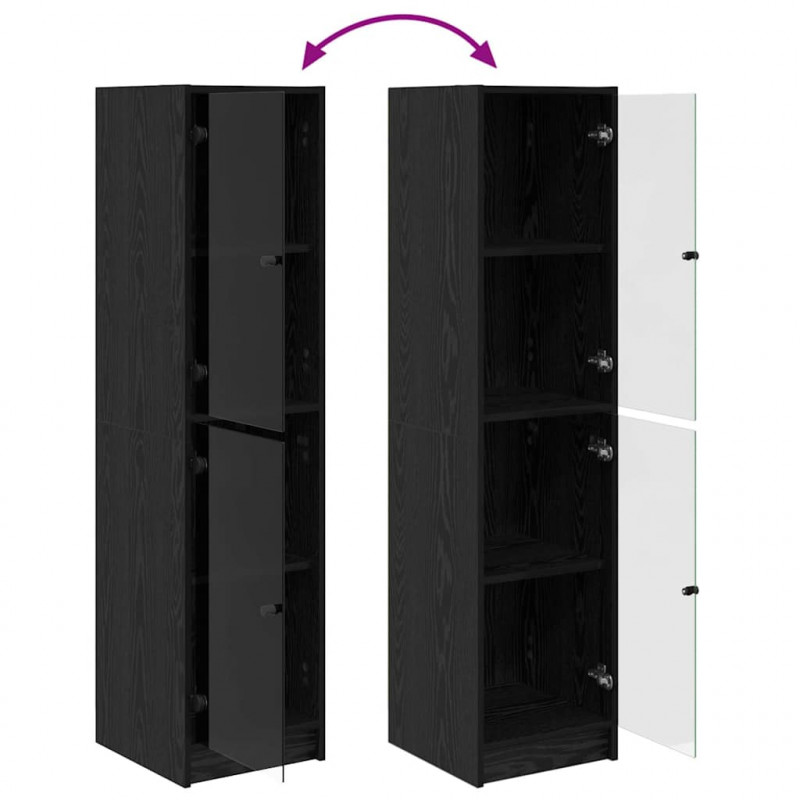 Highboard Czarny Dąb 35 x 37 x 142 cm Materiał drewnopochodny