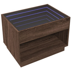 Stolik kawowy z LED Infinity, brązowy dąb, 70x50x50 cm