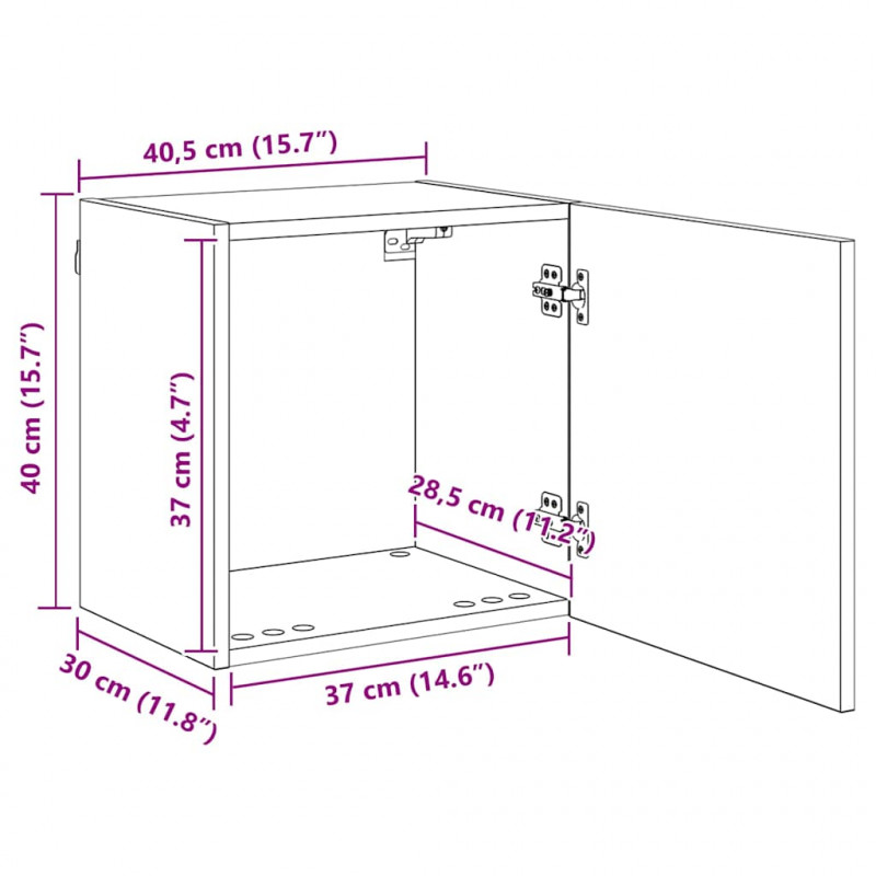 Szafki RTV Montowane na ścianie 2 pcs Czarny Dąb 40,5x30x40cm