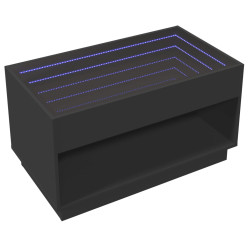 Stolik kawowy z LED Infinity, czarny, 90x50x50 cm
