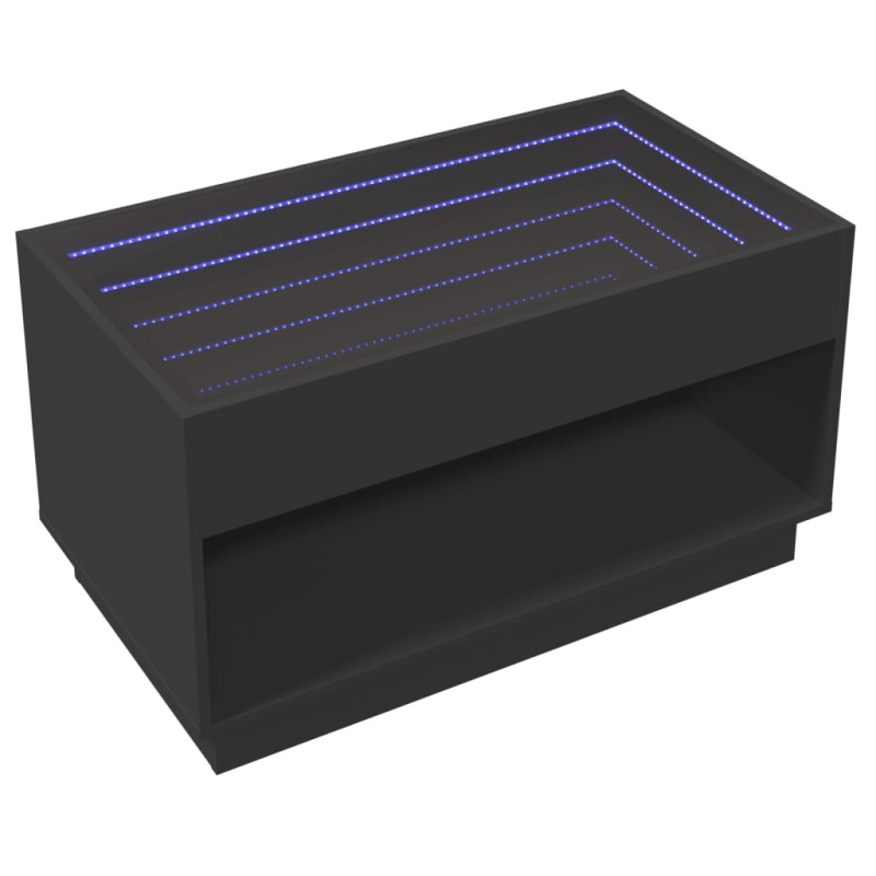 Stolik kawowy z LED Infinity, czarny, 90x50x50 cm