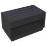 Stolik kawowy z LED Infinity, czarny, 90x50x50 cm