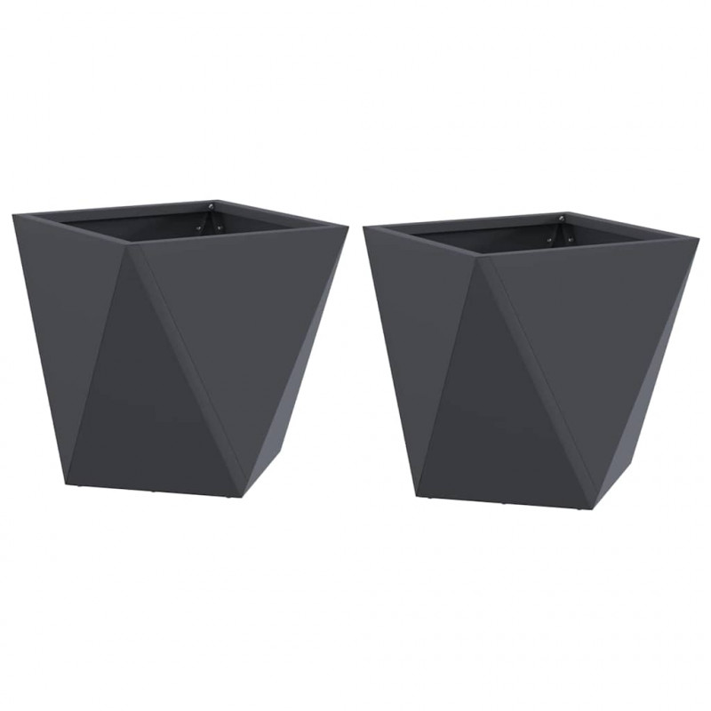 Donica 2 pcs Antracyt 30 x 30 x 30 cm Stal