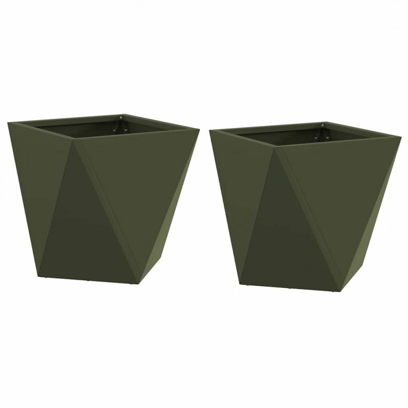 Donica 2 pcs Zielony oliwkowy 30 x 30 x 30 cm Stal
