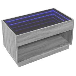 Stolik kawowy z LED Infinity, szary dąb sonoma, 90x50x50 cm