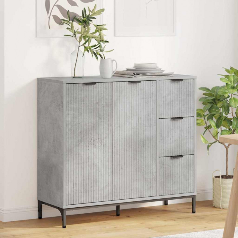 Bufet Betonowy szary 89,5 x 33 x 82 cm Materiał drewnopochodny