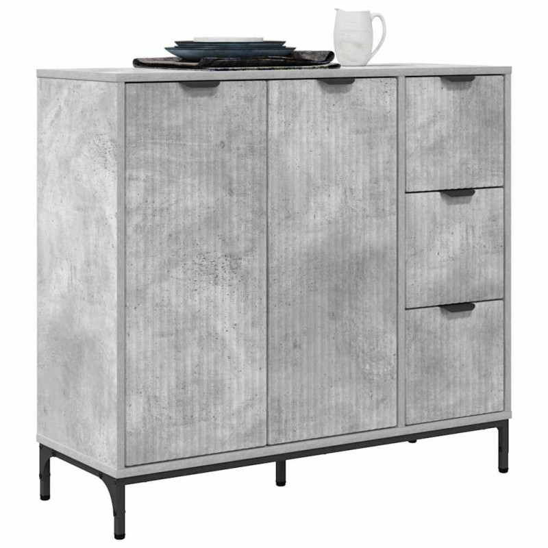 Bufet Betonowy szary 89,5 x 33 x 82 cm Materiał drewnopochodny