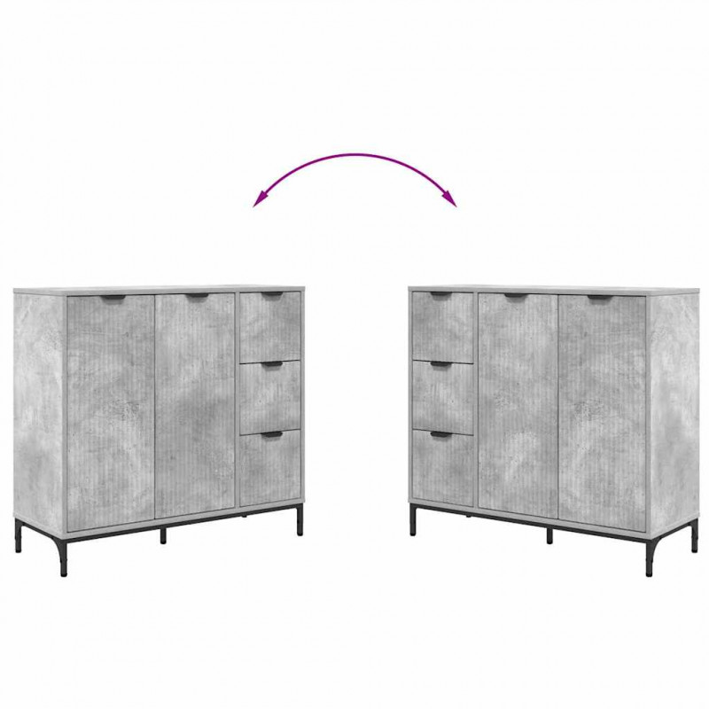 Bufet Betonowy szary 89,5 x 33 x 82 cm Materiał drewnopochodny