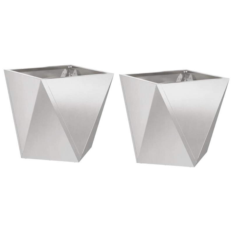 Donica 2 pcs Srebrny 30 x 30 x 30 cm Stal nierdzewna