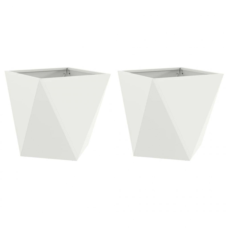 Donica 2 pcs Biały 40 x 40 x 40 cm Stal