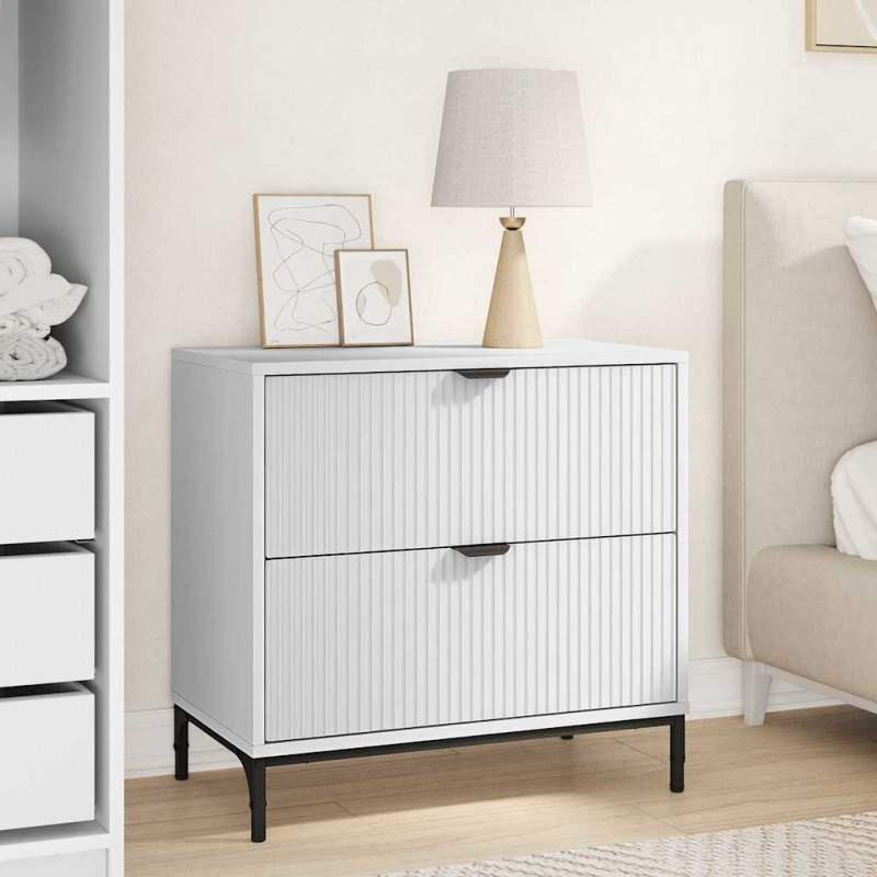 Stolik nocny Biały 63.5 x 36 x 61 cm Materiał drewnopochodny