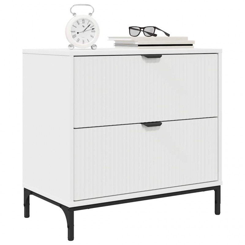 Stolik nocny Biały 63.5 x 36 x 61 cm Materiał drewnopochodny