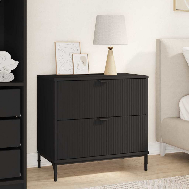 Stolik nocny Czarny 63.5 x 36 x 61 cm Materiał drewnopochodny