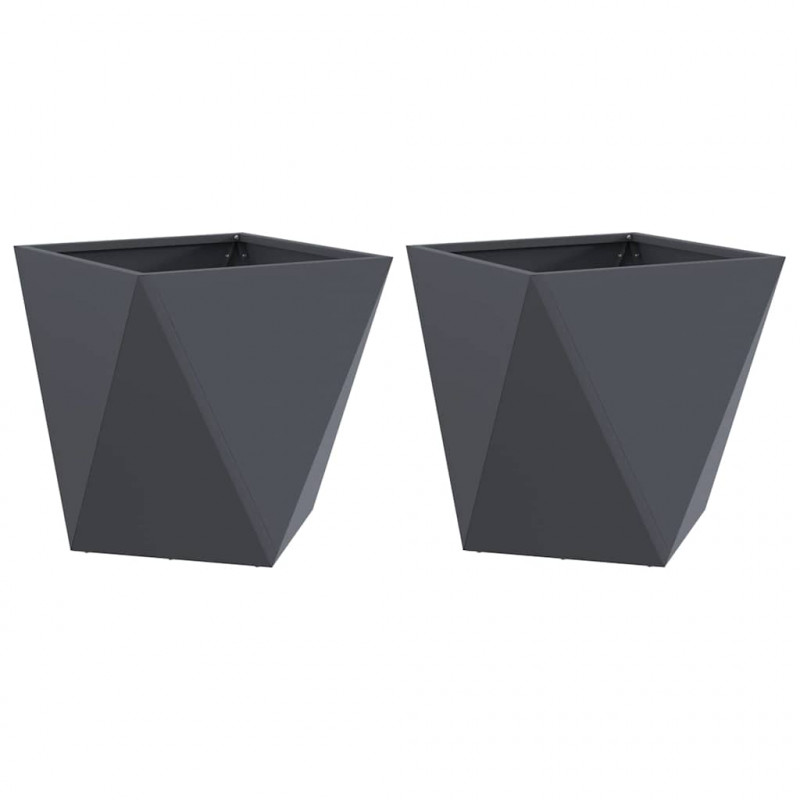 Donica 2 pcs Antracyt 40 x 40 x 40 cm Stal