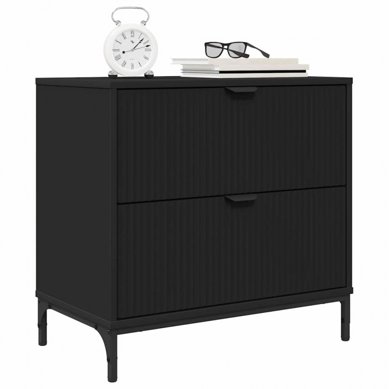Stolik nocny Czarny 63.5 x 36 x 61 cm Materiał drewnopochodny