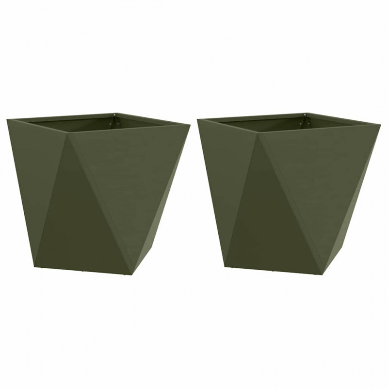 Donica 2 pcs Zielony oliwkowy 40 x 40 x 40 cm Stal
