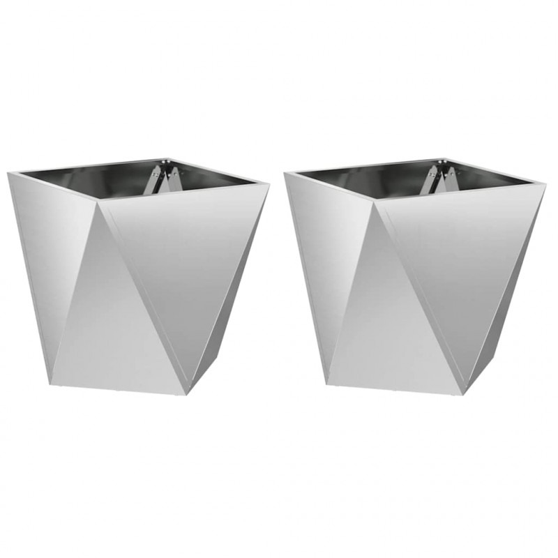 Donica 2 pcs Srebrny 40 x 40 x 40 cm Stal Galwanizowana