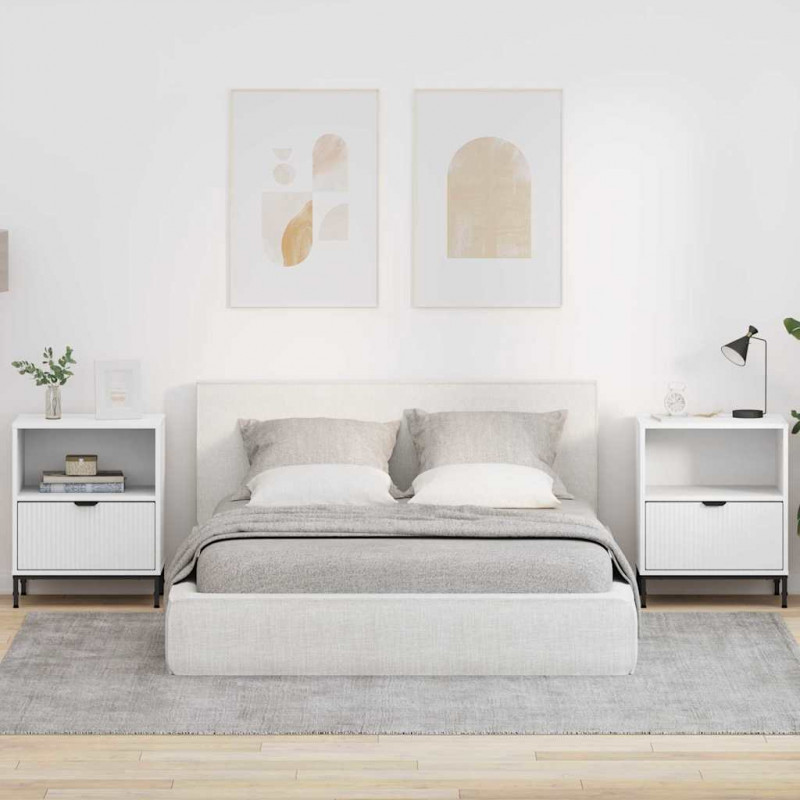 Szafka Nocna z szufladą 2 pcs Biały 49 x 36 x 61 cm