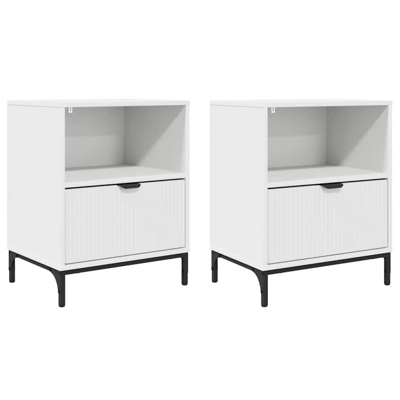 Szafka Nocna z szufladą 2 pcs Biały 49 x 36 x 61 cm