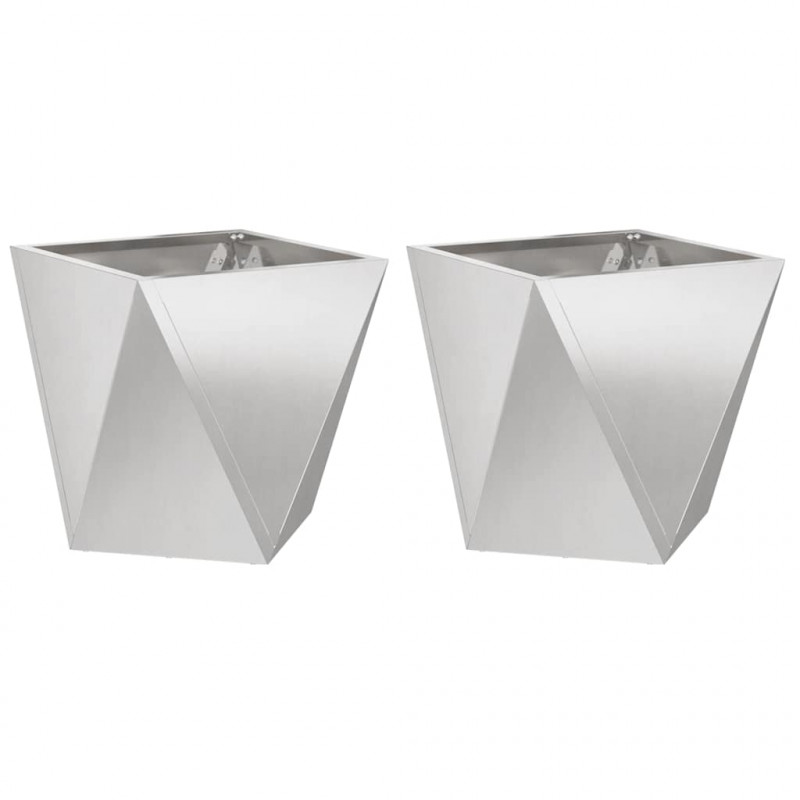 Donica 2 pcs Srebrny 50 x 50 x 50 cm Stal nierdzewna